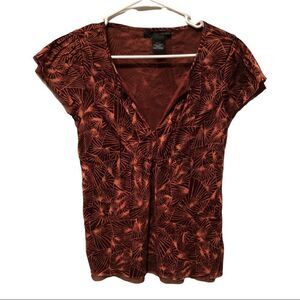 Calvin Klein Jeans Blouse short sleeve V neck net lining Cinnamon Small